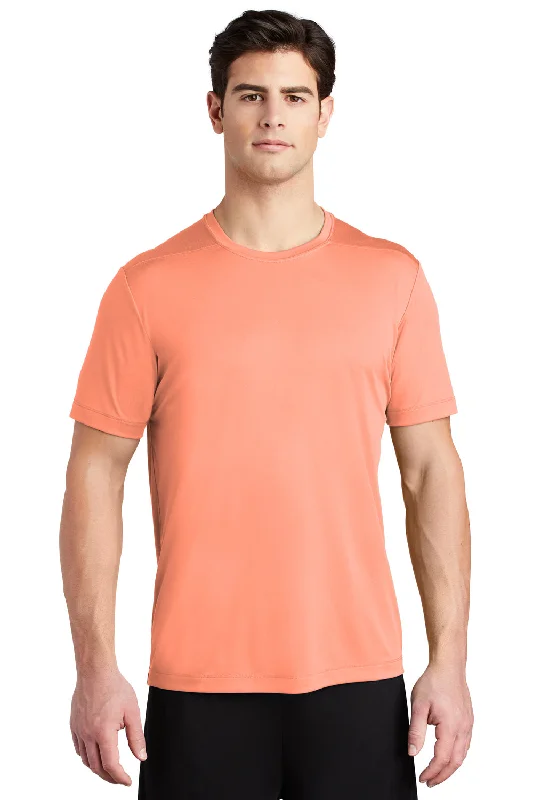 Men’s short-sleeve yowl tops-Sport-Tek Mens Moisture Wicking Short Sleeve Crewneck T-Shirt - Soft Coral Orange