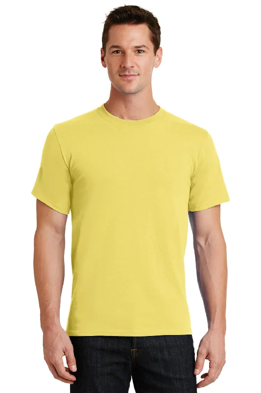 Men’s short-sleeve tope tees-Port & Company Mens Essential Short Sleeve Crewneck T-Shirt - Yellow