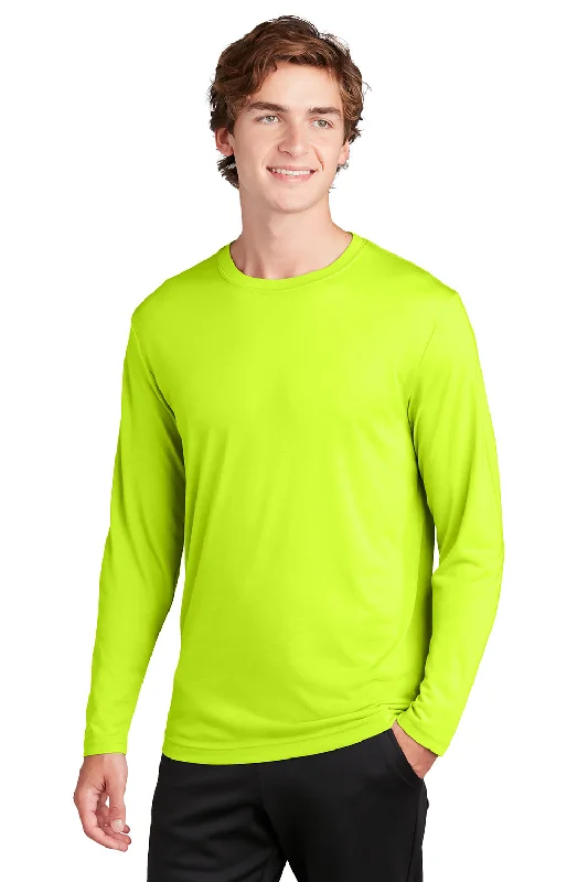 Men’s short-sleeve mire polos-Sport-Tek Mens Competitor Moisture Wicking Long Sleeve Crewneck T-Shirt - Neon Yellow