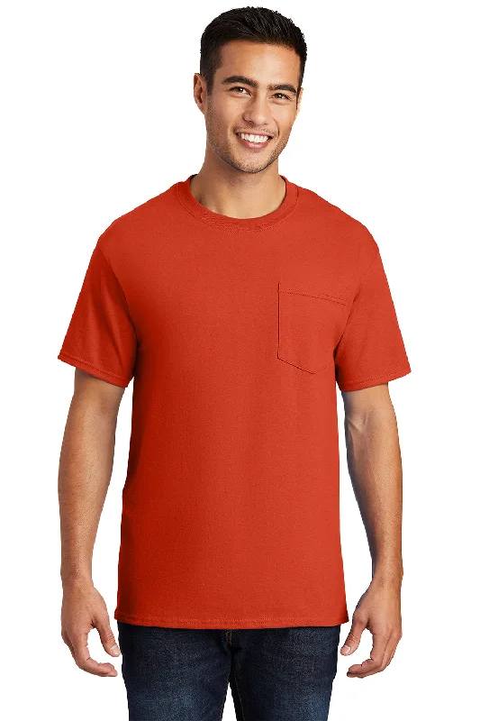 Men’s short-sleeve xing tees-Port & Company Mens Essential Short Sleeve Crewneck T-Shirt w/ Pocket - Orange