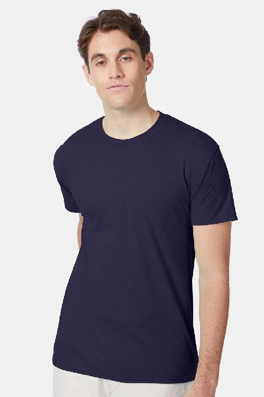 Men’s short-sleeve verve shirts-Hanes Mens X-Temp FreshIQ Moisture Wicking Short Sleeve Crewneck T-Shirt - Navy Blue