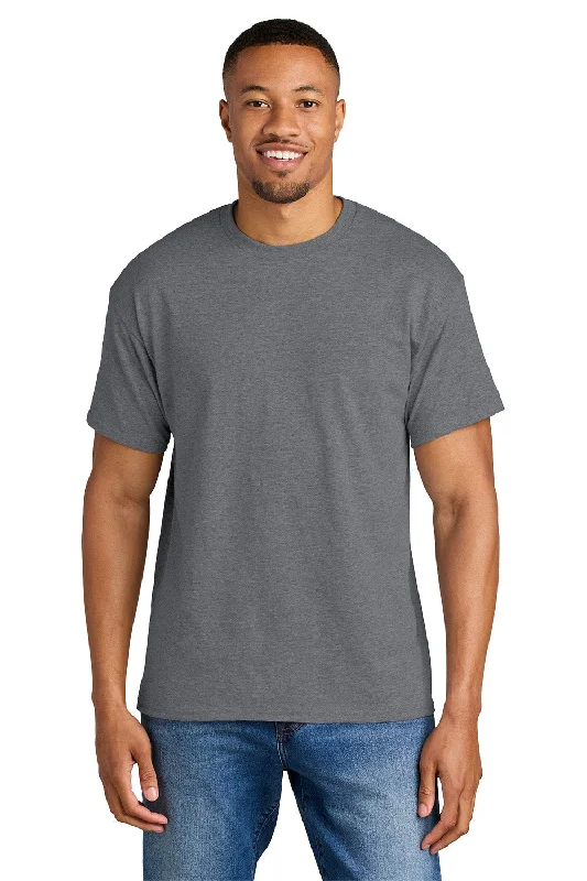 Men’s short-sleeve ooze tops-Gildan Mens DryBlend Moisture Wicking Short Sleeve Crewneck T-Shirt - Heather Graphite Grey