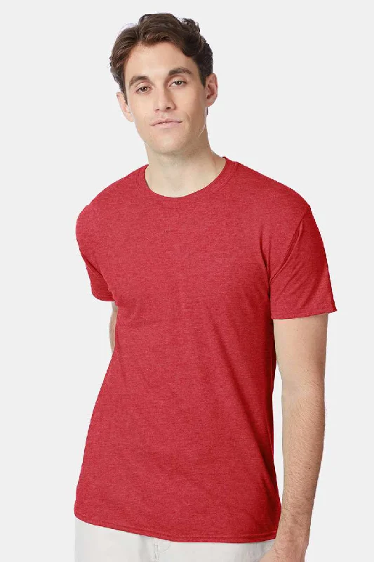 Men’s short-sleeve quip polos-Hanes Mens X-Temp FreshIQ Moisture Wicking Short Sleeve Crewneck T-Shirt - Red - Closeout