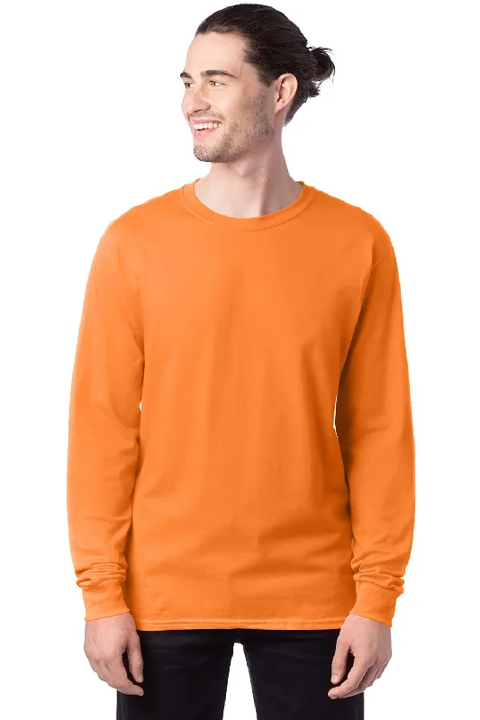 Men’s short-sleeve urge polos-Hanes Mens ComfortSoft Long Sleeve Crewneck T-Shirt - Tennessee Orange