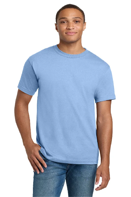 Men’s short-sleeve dusk tees-Hanes Mens Beefy-T Short Sleeve Crewneck T-Shirt - Light Blue