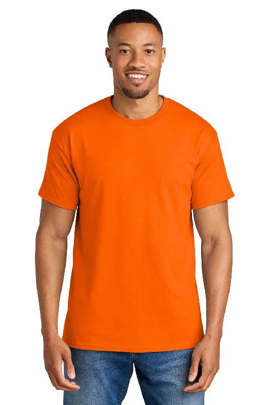 Men’s short-sleeve jute shirts-Gildan Mens DryBlend Moisture Wicking Short Sleeve Crewneck T-Shirt - Safety Orange