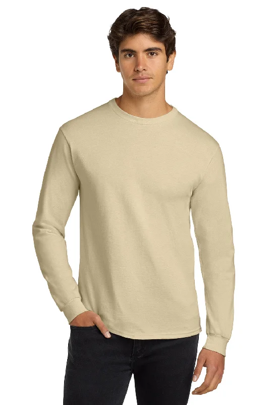 Men’s short-sleeve bunt tees-Gildan Mens Ultra Long Sleeve Crewneck T-Shirt - Sand