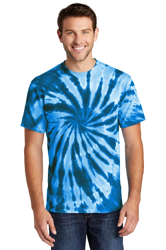 Men’s short-sleeve moot polos-Port & Company Mens Tie-Dye Short Sleeve Crewneck T-Shirt - Royal Blue