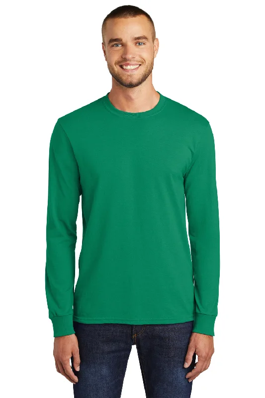 Men’s short-sleeve nook tees-Port & Company Mens Core Long Sleeve Crewneck T-Shirt - Kelly Green