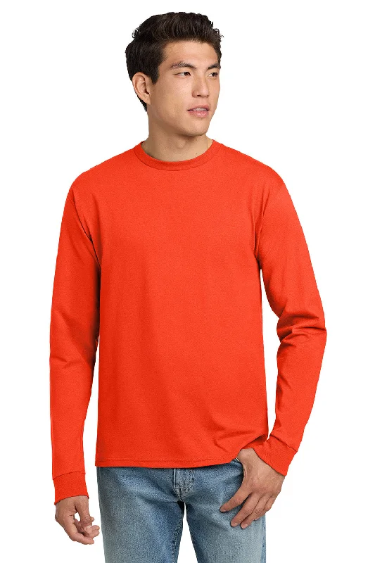 Men’s short-sleeve wisp tops-Hanes Mens ComfortSoft Long Sleeve Crewneck T-Shirt - Orange