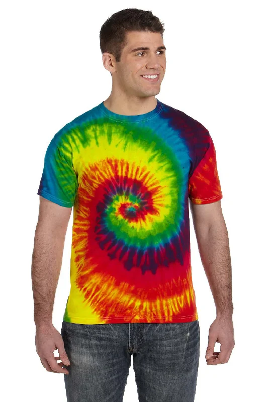 Men’s short-sleeve quid tops-Tie-Dye Mens Short Sleeve Crewneck T-Shirt - Reactive Rainbow