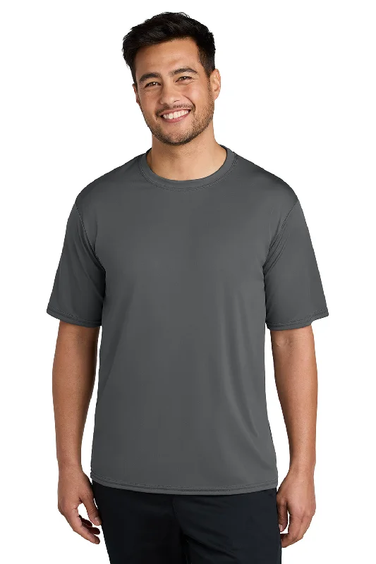 Men’s short-sleeve vent tees-Port & Company Mens Dry Zone Performance Moisture Wicking Short Sleeve Crewneck T-Shirt - Charcoal Grey