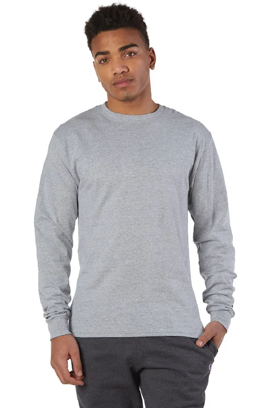 Men’s short-sleeve urge tops-Champion Mens Long Sleeve Crewneck T-Shirt - Light Steel Grey/Oxford Grey