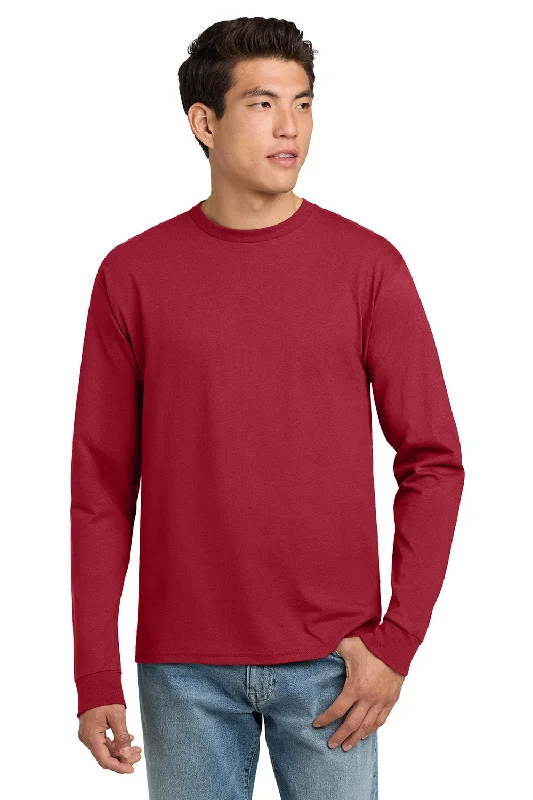 Men’s short-sleeve wisp polos-Hanes Mens ComfortSoft Long Sleeve Crewneck T-Shirt - Deep Red