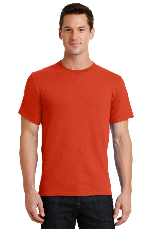 Men’s short-sleeve nix polos-Port & Company Mens Essential Short Sleeve Crewneck T-Shirt - Orange