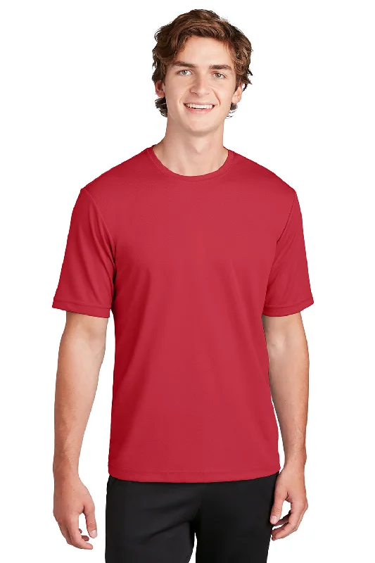 Men’s short-sleeve hark shirts-Sport-Tek Mens RacerMesh Moisture Wicking Short Sleeve Crewneck T-Shirt - True Red