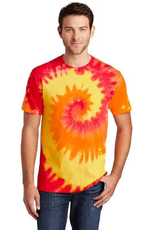 Men’s short-sleeve yeoman tees-Port & Company Mens Tie-Dye Short Sleeve Crewneck T-Shirt - Blaze Rainbow