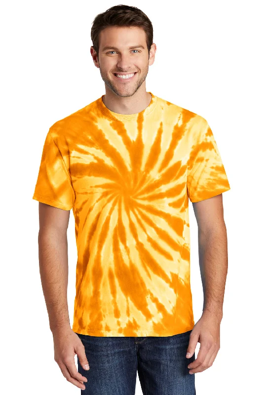 Men’s short-sleeve vox polos-Port & Company Mens Tie-Dye Short Sleeve Crewneck T-Shirt - Gold