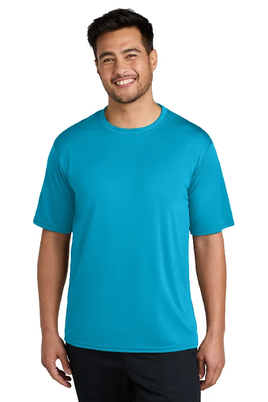 Men’s short-sleeve glint tops-Port & Company Mens Dry Zone Performance Moisture Wicking Short Sleeve Crewneck T-Shirt - Neon Blue