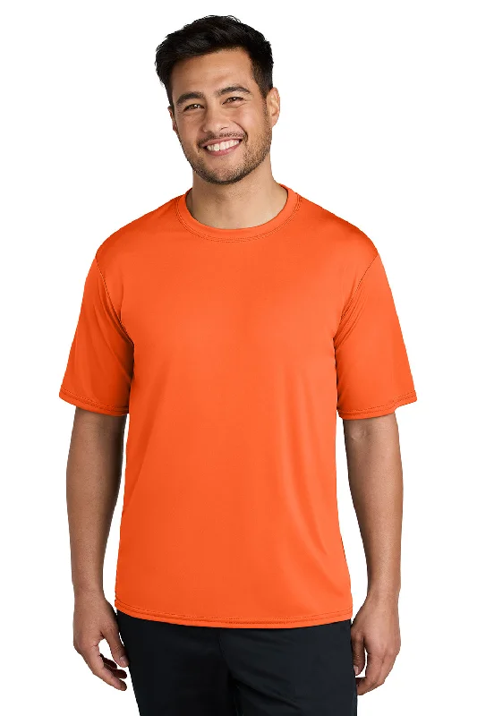 Men’s short-sleeve fawn shirts-Port & Company Mens Dry Zone Performance Moisture Wicking Short Sleeve Crewneck T-Shirt - Neon Orange