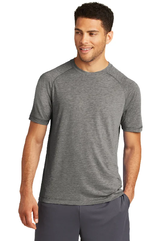 Men’s short-sleeve marled tees-Sport-Tek Mens Moisture Wicking Short Sleeve Crewneck T-Shirt - Heather Dark Grey