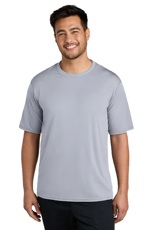 Men’s short-sleeve elan polos-Port & Company Mens Dry Zone Performance Moisture Wicking Short Sleeve Crewneck T-Shirt - Silver Grey