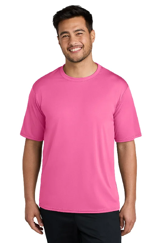 Men’s short-sleeve dusk tees-Port & Company Mens Dry Zone Performance Moisture Wicking Short Sleeve Crewneck T-Shirt - Neon Pink