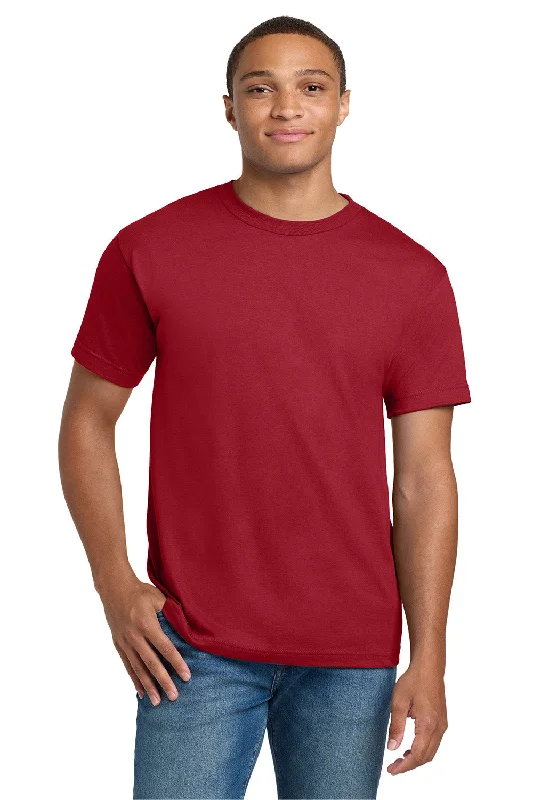 Men’s short-sleeve clad polos-Hanes Mens Beefy-T Short Sleeve Crewneck T-Shirt - Deep Red