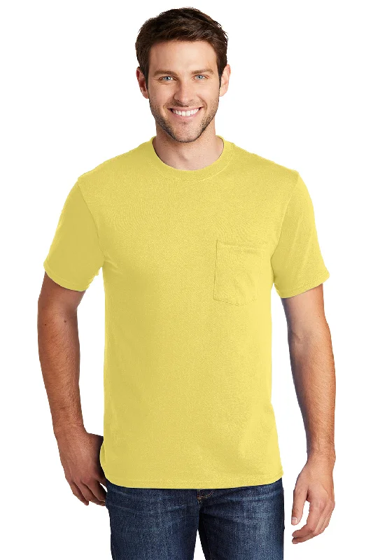 Men’s short-sleeve clod tops-Port & Company Mens Core Short Sleeve Crewneck T-Shirt w/ Pocket - Yellow