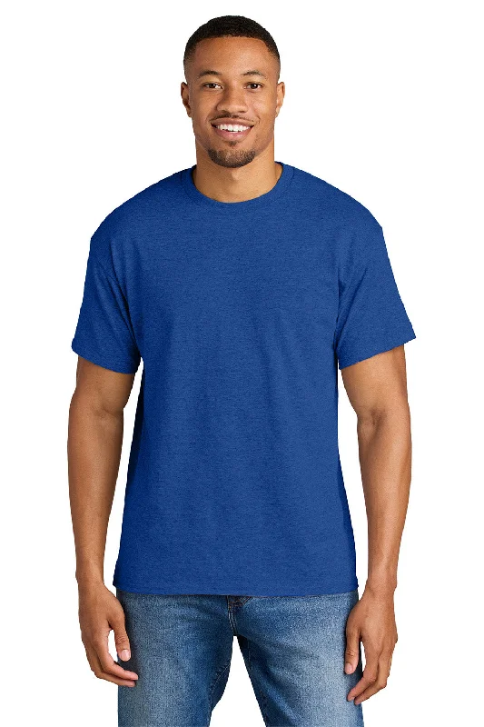 Men’s short-sleeve zing tees-Gildan Mens DryBlend Moisture Wicking Short Sleeve Crewneck T-Shirt - Heather Royal Blue