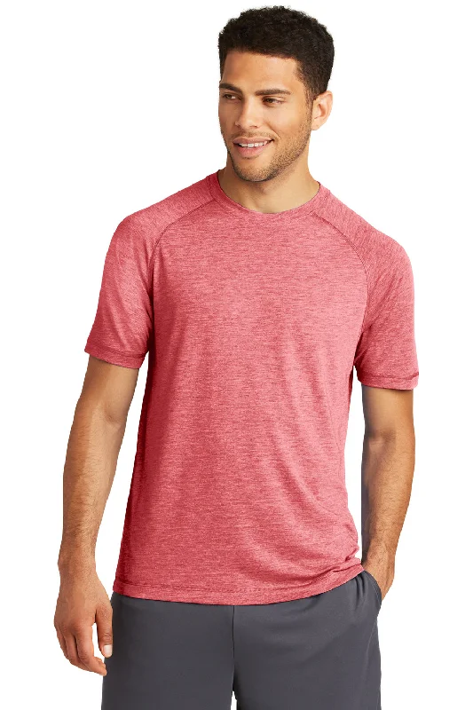 Men’s short-sleeve jute shirts-Sport-Tek Mens Moisture Wicking Short Sleeve Crewneck T-Shirt - Heather True Red