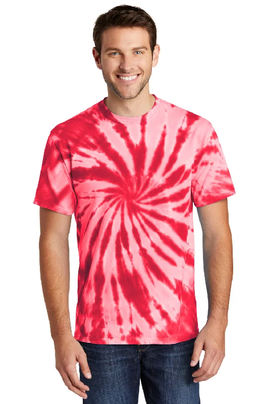 Men’s short-sleeve vane shirts-Port & Company Mens Tie-Dye Short Sleeve Crewneck T-Shirt - Red