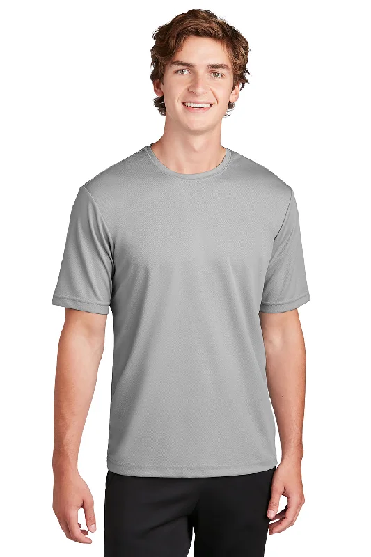 Men’s short-sleeve bide shirts-Sport-Tek Mens RacerMesh Moisture Wicking Short Sleeve Crewneck T-Shirt - Silver Grey