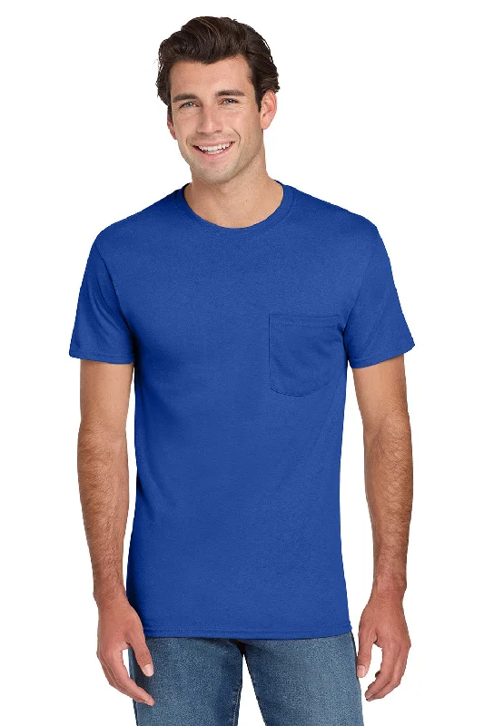 Men’s short-sleeve keel tops-Jerzees Mens Dri-Power Moisture Wicking Short Sleeve Crewneck T-Shirt w/ Pocket - Royal Blue