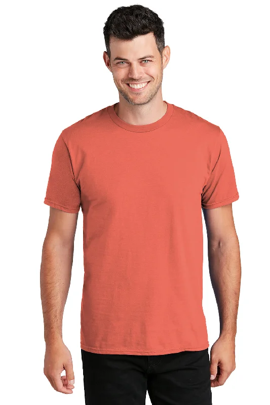 Men’s short-sleeve rind polos-Port & Company Mens Fan Favorite Short Sleeve Crewneck T-Shirt - Coral