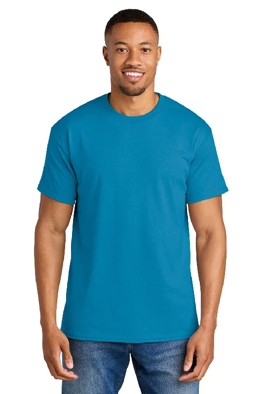 Men’s short-sleeve clad polos-Gildan Mens DryBlend Moisture Wicking Short Sleeve Crewneck T-Shirt - Sapphire Blue