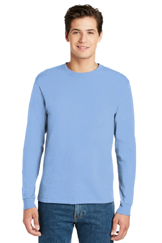 Men’s short-sleeve jolt shirts-Hanes Mens ComfortSoft Long Sleeve Crewneck T-Shirt - Light Blue - Closeout