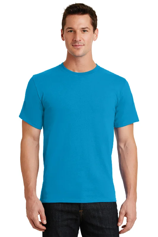 Men’s short-sleeve nook shirts-Port & Company Mens Essential Short Sleeve Crewneck T-Shirt - Turquoise Blue