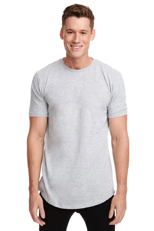 Men’s short-sleeve dote shirts-Next Level Mens Long Body Jersey Short Sleeve Crewneck T-Shirt - Heather Grey