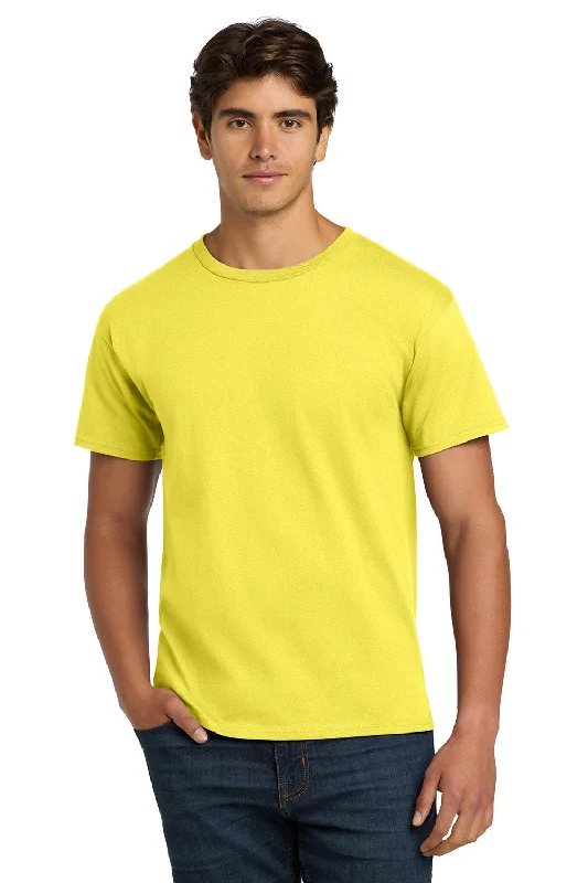 Men’s short-sleeve burr shirts-Hanes Mens ComfortSoft Short Sleeve Crewneck T-Shirt - Yellow