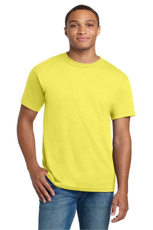 Men’s short-sleeve yowl tops-Hanes Mens Beefy-T Short Sleeve Crewneck T-Shirt - Yellow