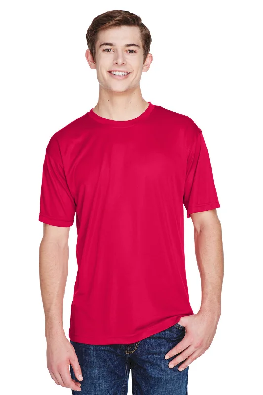 Men’s short-sleeve wisp tops-UltraClub Mens Cool & Dry Performance Moisture Wicking Short Sleeve Crewneck T-Shirt - Red