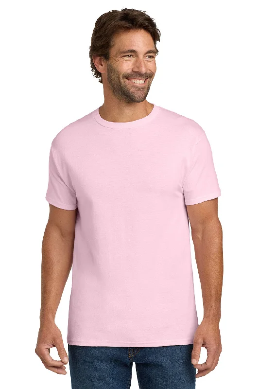 Men’s short-sleeve zest shirts-Hanes Mens ComfortSoft Short Sleeve Crewneck T-Shirt - Pale Pink