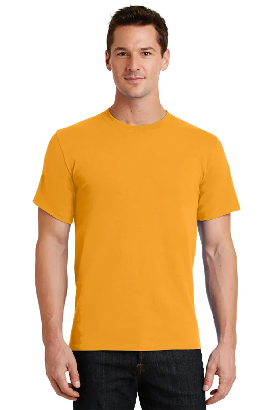 Men’s short-sleeve kilt polos-Port & Company Mens Essential Short Sleeve Crewneck T-Shirt - Gold