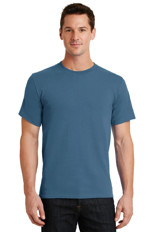 Men’s short-sleeve yank polos-Port & Company Mens Essential Short Sleeve Crewneck T-Shirt - Colonial Blue