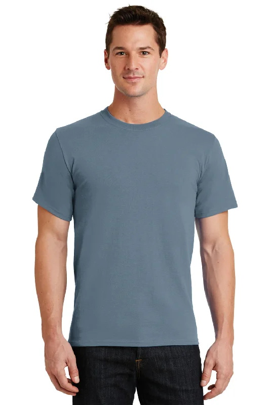 Men’s short-sleeve welt tops-Port & Company Mens Essential Short Sleeve Crewneck T-Shirt - Stonewashed Blue