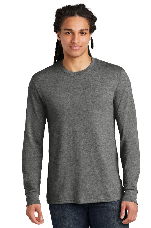 Men’s short-sleeve rime shirts-District Mens Perfect Tri Long Sleeve Crewneck T-Shirt - Grey Frost