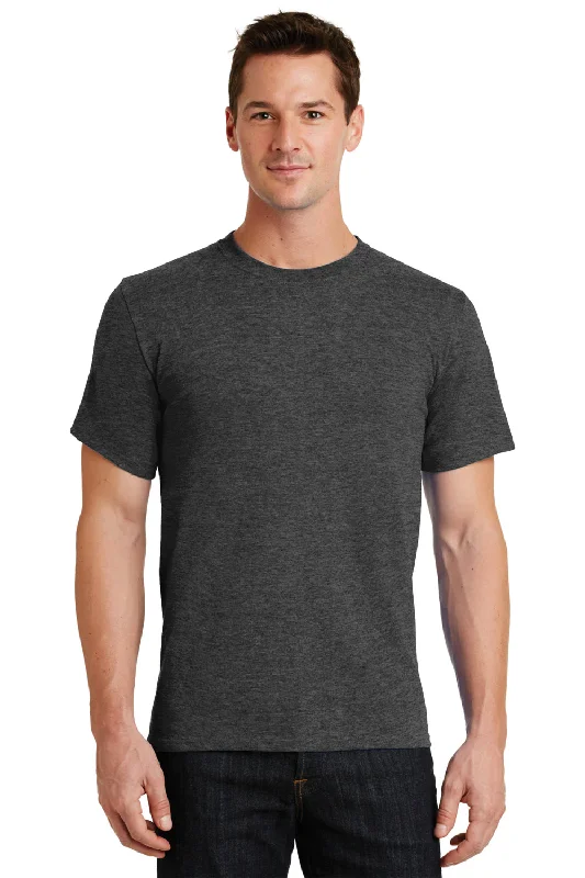 Men’s short-sleeve zest shirts-Port & Company Mens Essential Short Sleeve Crewneck T-Shirt - Heather Dark Grey