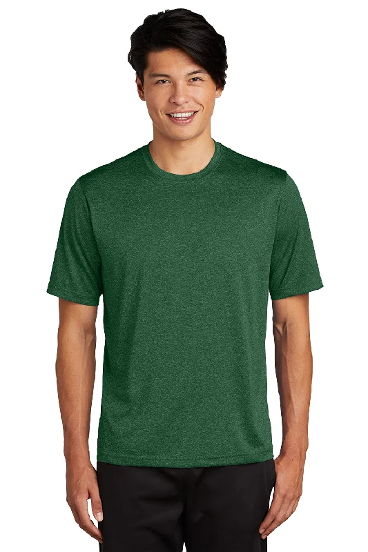 Men’s short-sleeve lurk shirts-Sport-Tek Mens Contender Heather Moisture Wicking Short Sleeve Crewneck T-Shirt - Heather Forest Green