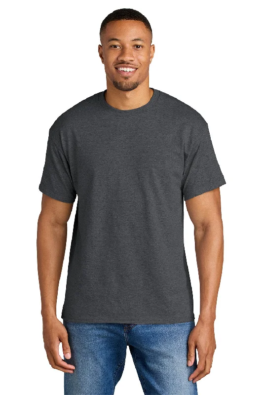 Men’s short-sleeve nook tees-Gildan Mens DryBlend Moisture Wicking Short Sleeve Crewneck T-Shirt - Heather Dark Grey